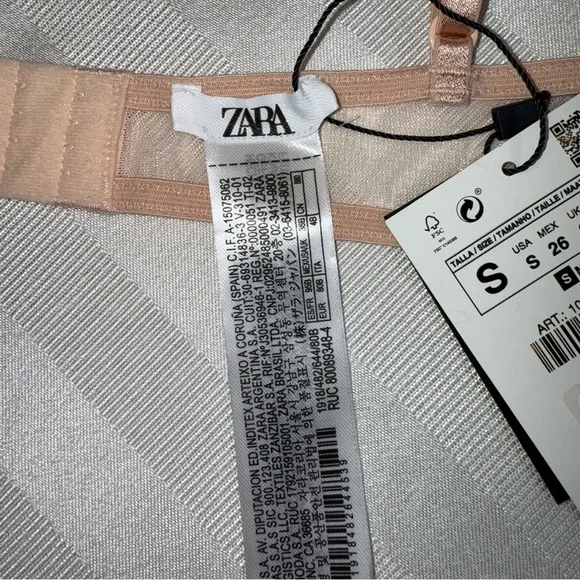 Zara Lingerie Wired Lace Bra Peach Sz Small NWT - Picture 5 of 6